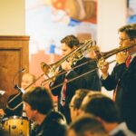 Thomas Hultén and Jared Lantzy perform at Beer & Brass at St. Arnold Brewing Co.