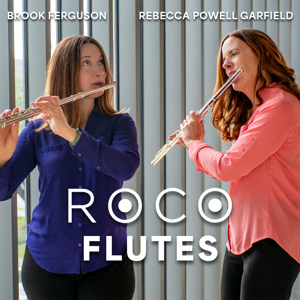 Brook Ferguson and Rebecca Powell Garfield, flutes, performing together.